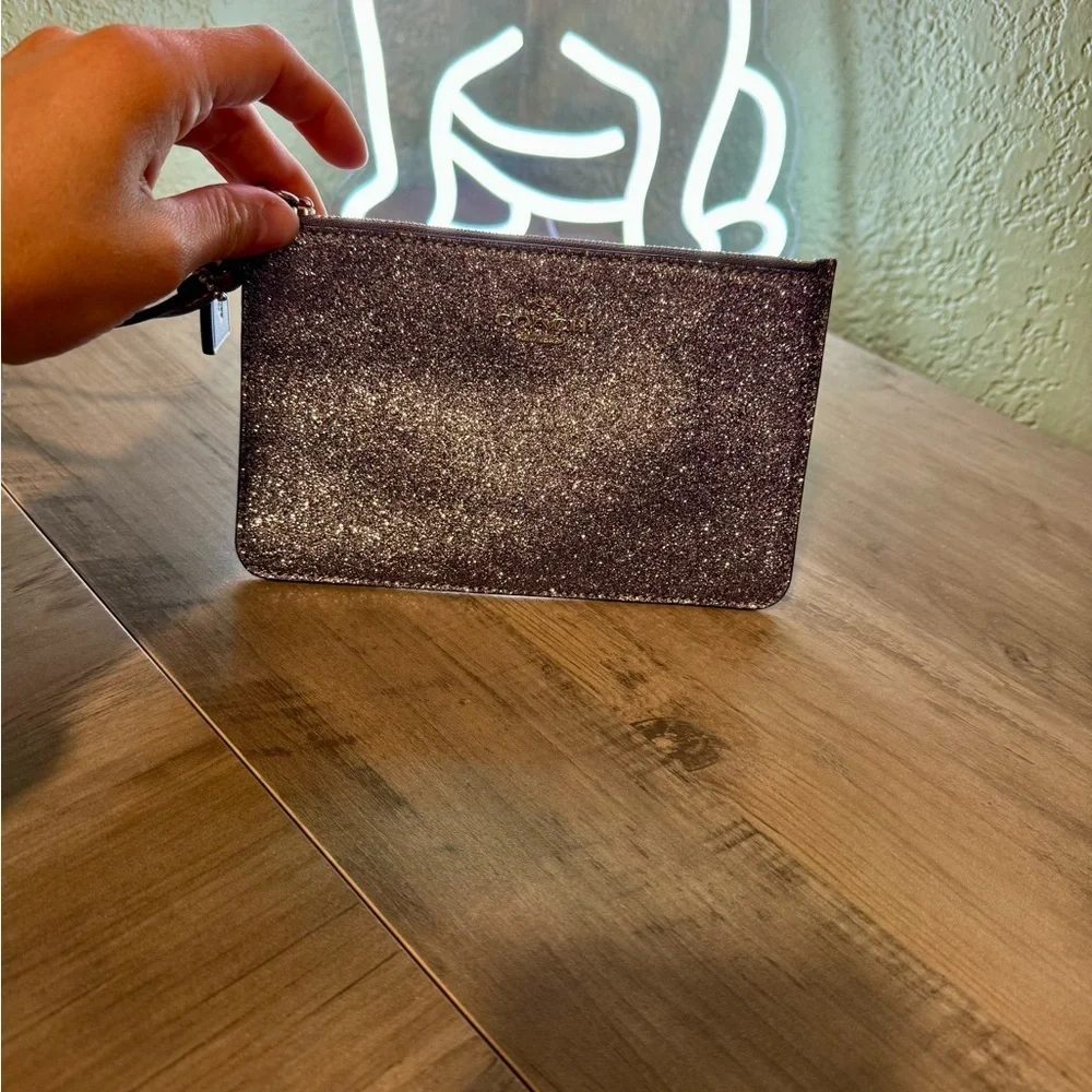 Coach Silver Glitter Wristlet